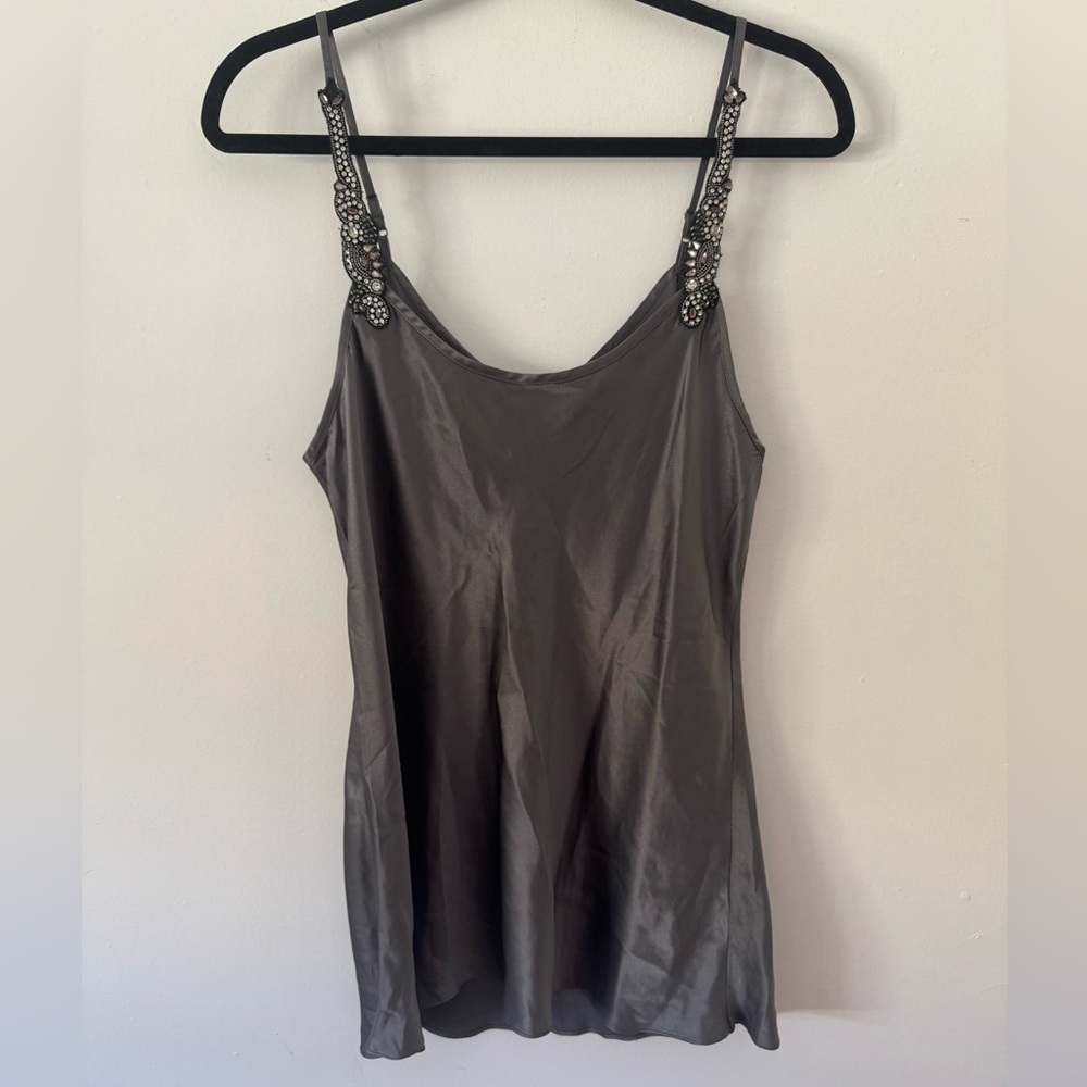SALE! Graham & Spencer Silk Gray Mini Dress with Embellished Straps Large